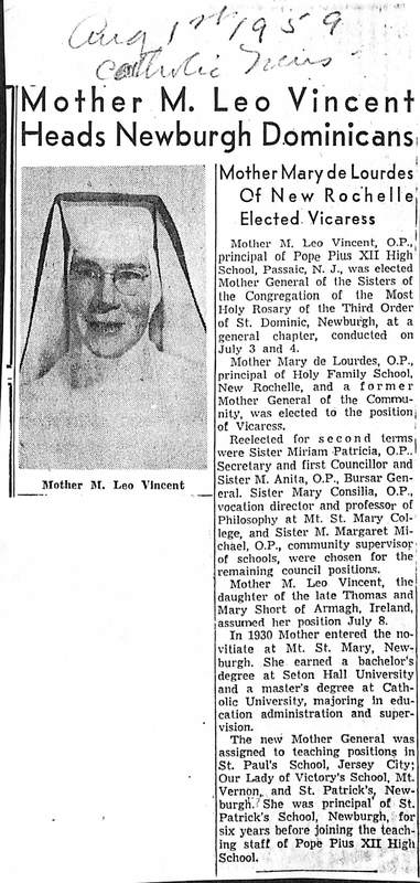 Mother Leo Vincent Clippings