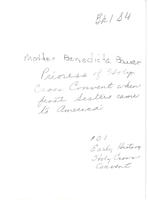 Mother Benedicta Bauer Newburgh photo collection N 101 (back side) 2